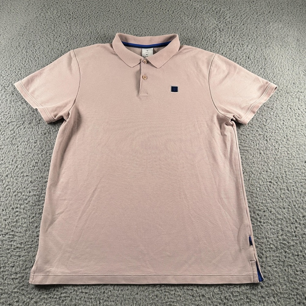 Nike RF Roger Federer Tennis Polo Shirt Mens M Pink Knit Lightweight Breathable